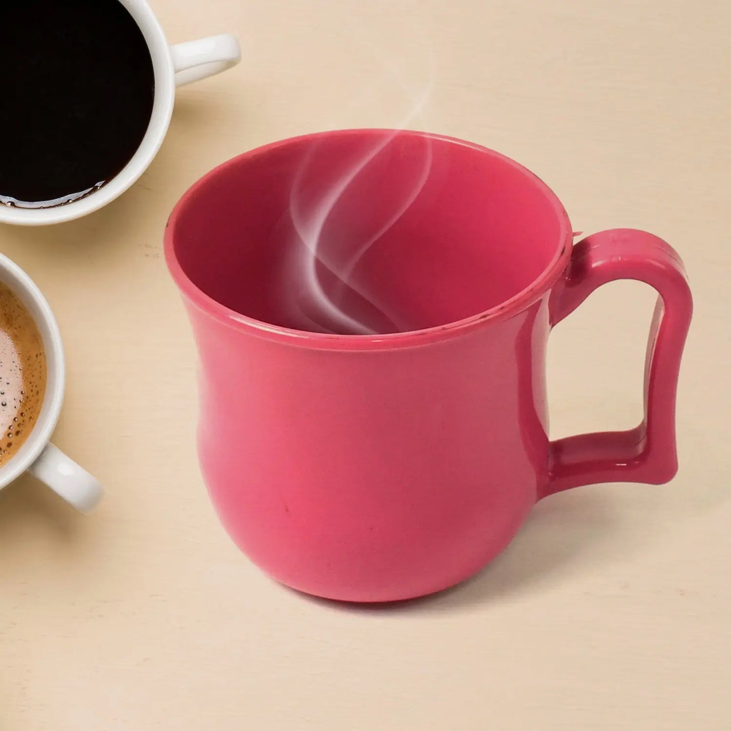 ☕ Premium Plastic Coffee/Tea Mug with Handle – 1 Pc (Loose, Mix Color) - Chestore