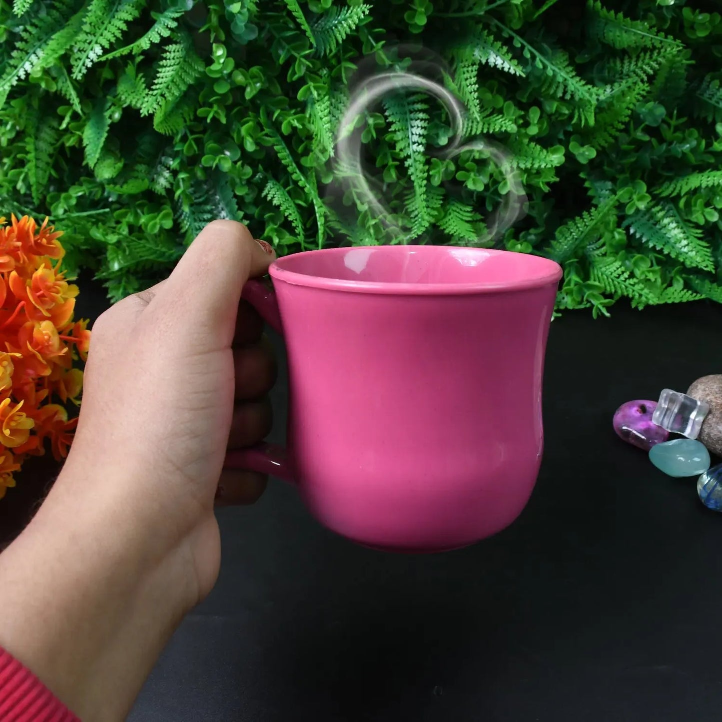 ☕ Premium Plastic Coffee/Tea Mug with Handle – 1 Pc (Loose, Mix Color) - Chestore