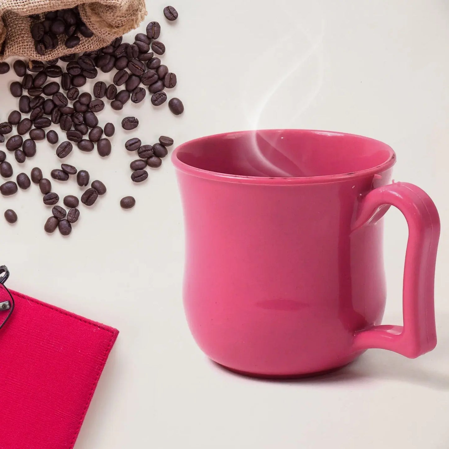 ☕ Premium Plastic Coffee/Tea Mug with Handle – 1 Pc (Loose, Mix Color) - Chestore