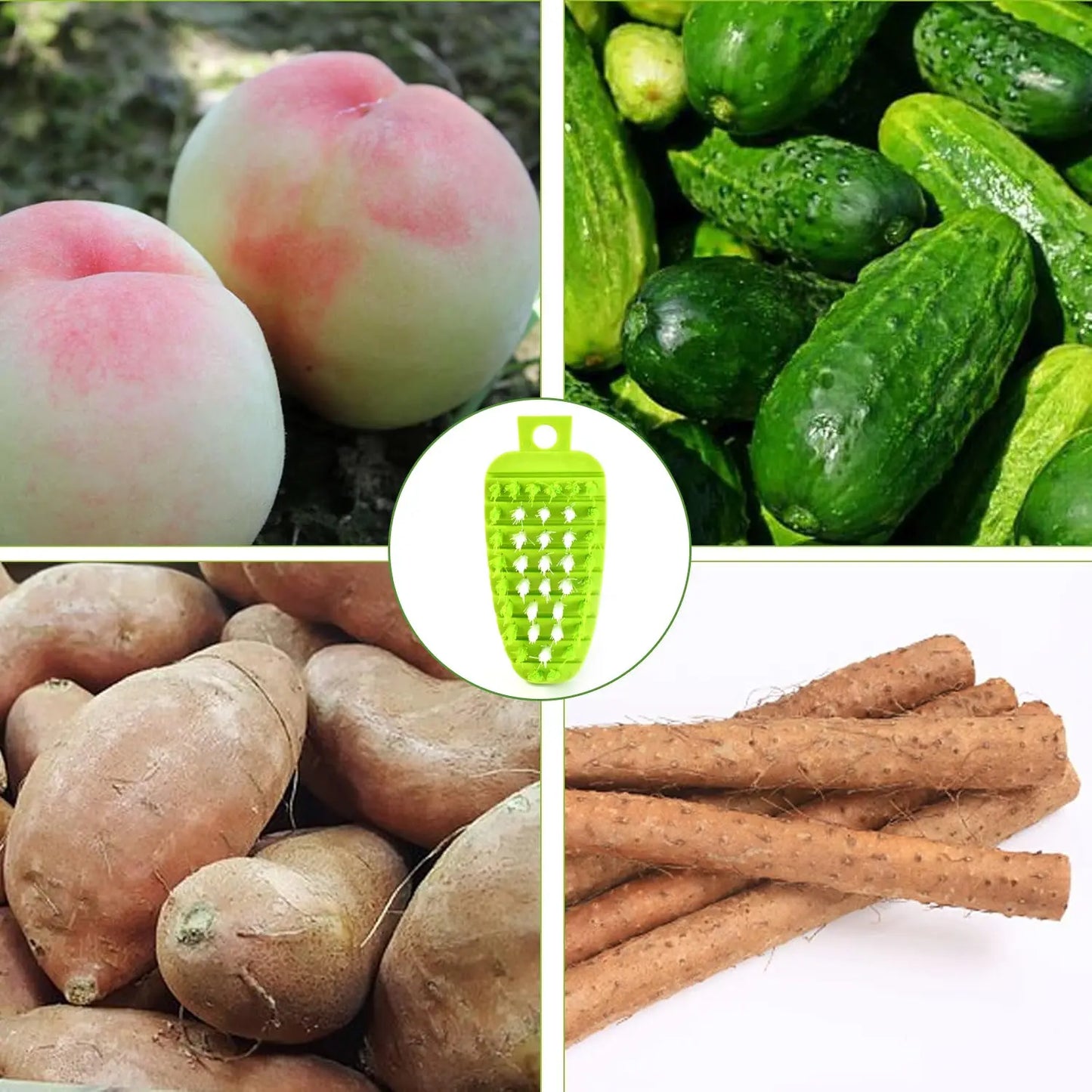 Plastic Fruit & Vegetable Cleaning Brush – Soft Bristles for Effective Washing 🥦🍎✨ - Chestore