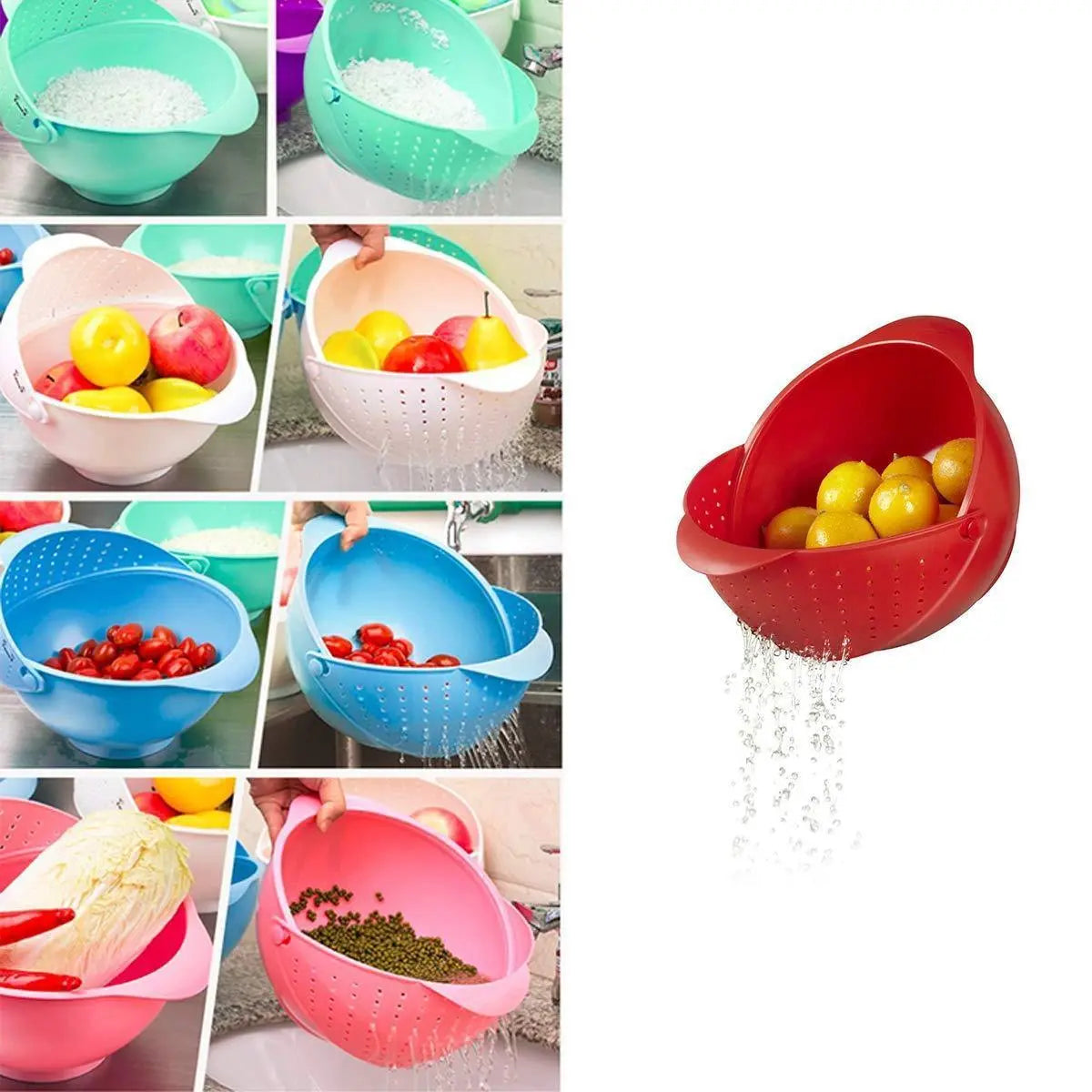 Plastic Revolving Multi - Functional Wash Basket – Rice, Vegetables & Fruits - Chestore