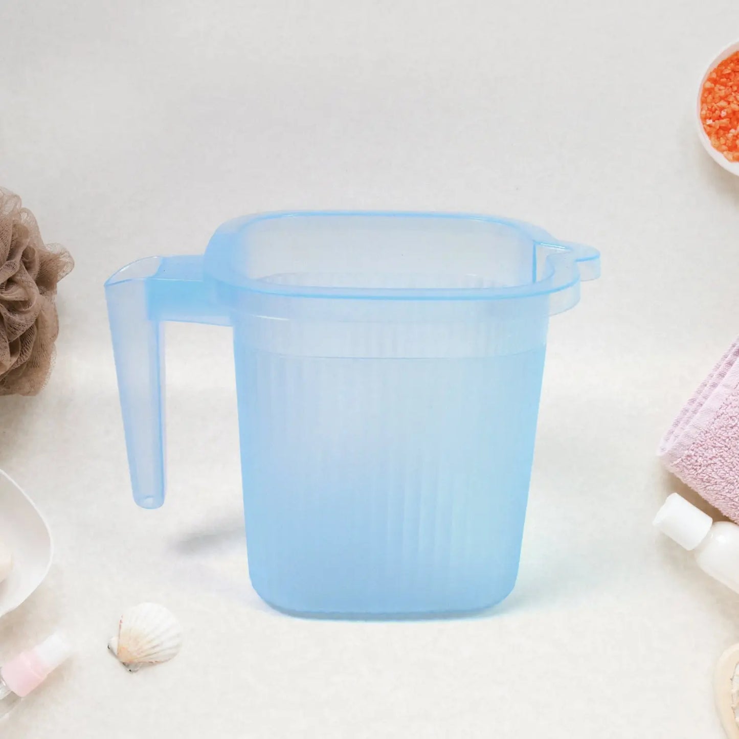 Plastic Square Transparent Bath Mug – 1000ml - Durable & Stylish - Chestore