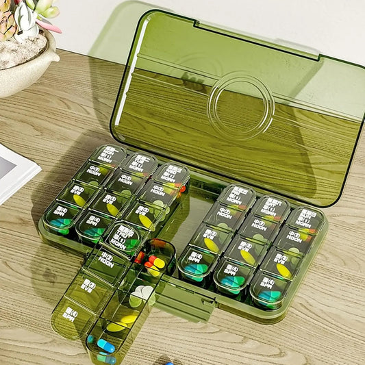 Portable Weekly Pill Box Organiser Daily Pill Keeper 21 Grid Container (1 Pc) - Chestore