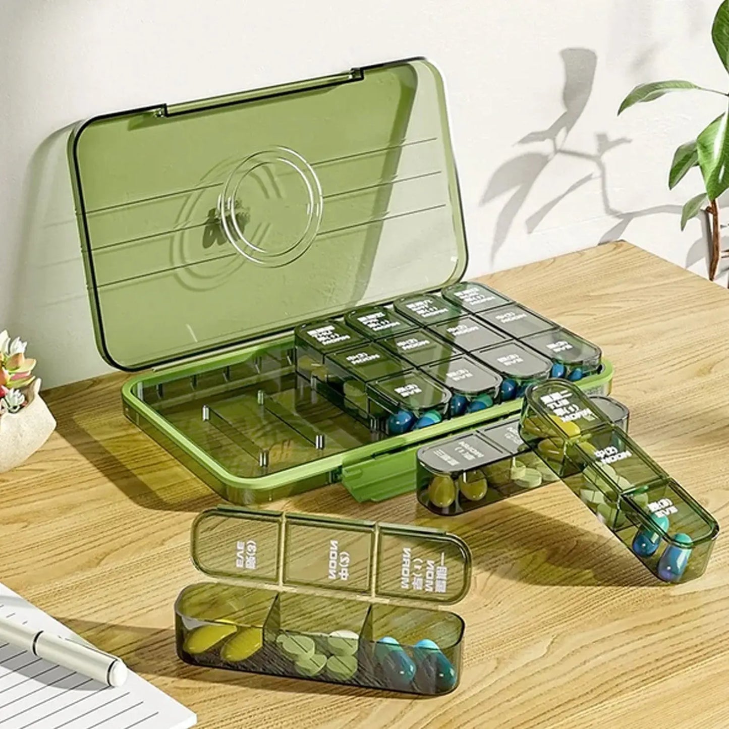 Portable Weekly Pill Box Organiser Daily Pill Keeper 21 Grid Container (1 Pc) - Chestore