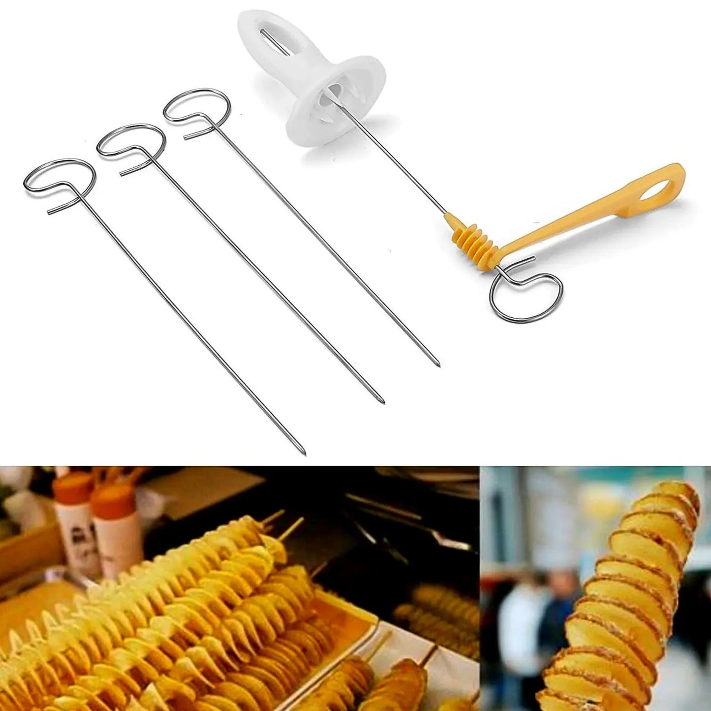 Potato Spiral Cutter | DIY Twister Slicer with 4 Skewers - Chestore