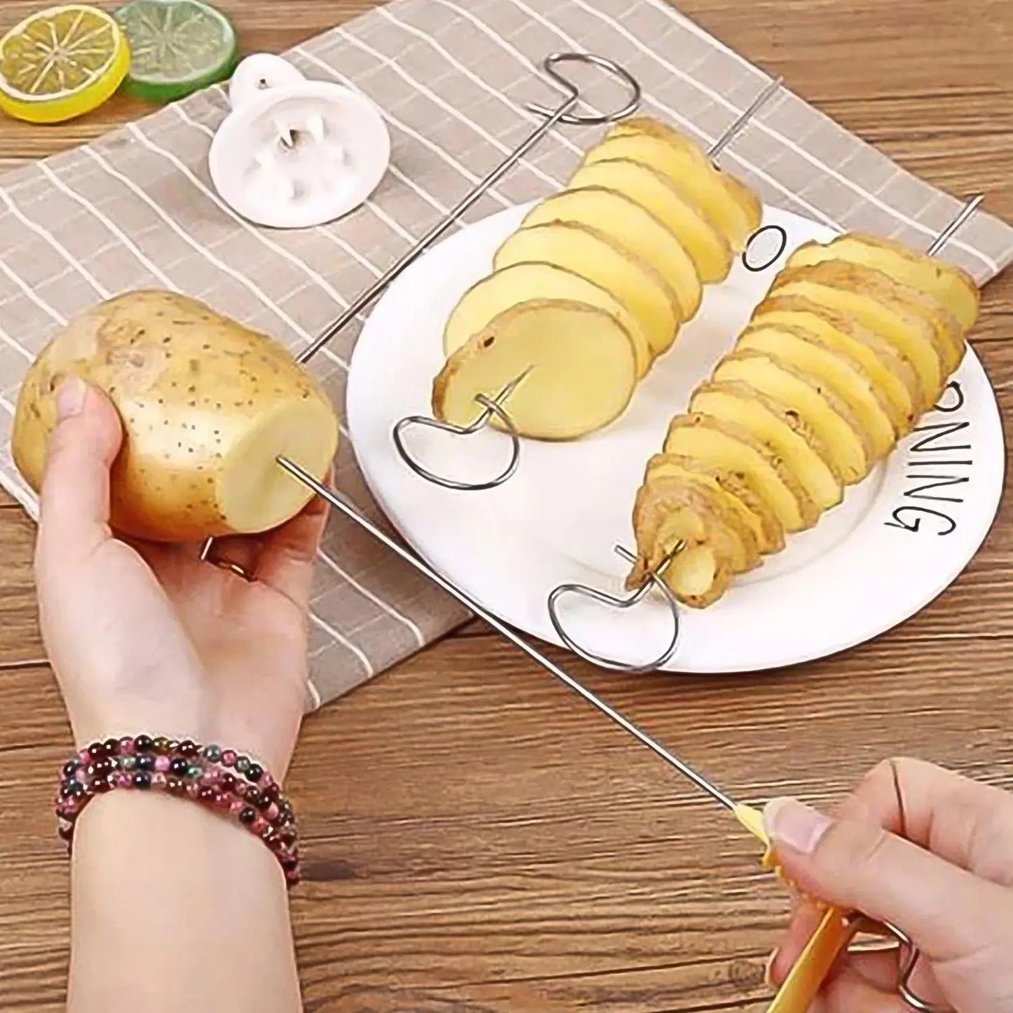 Potato Spiral Cutter | DIY Twister Slicer with 4 Skewers - Chestore