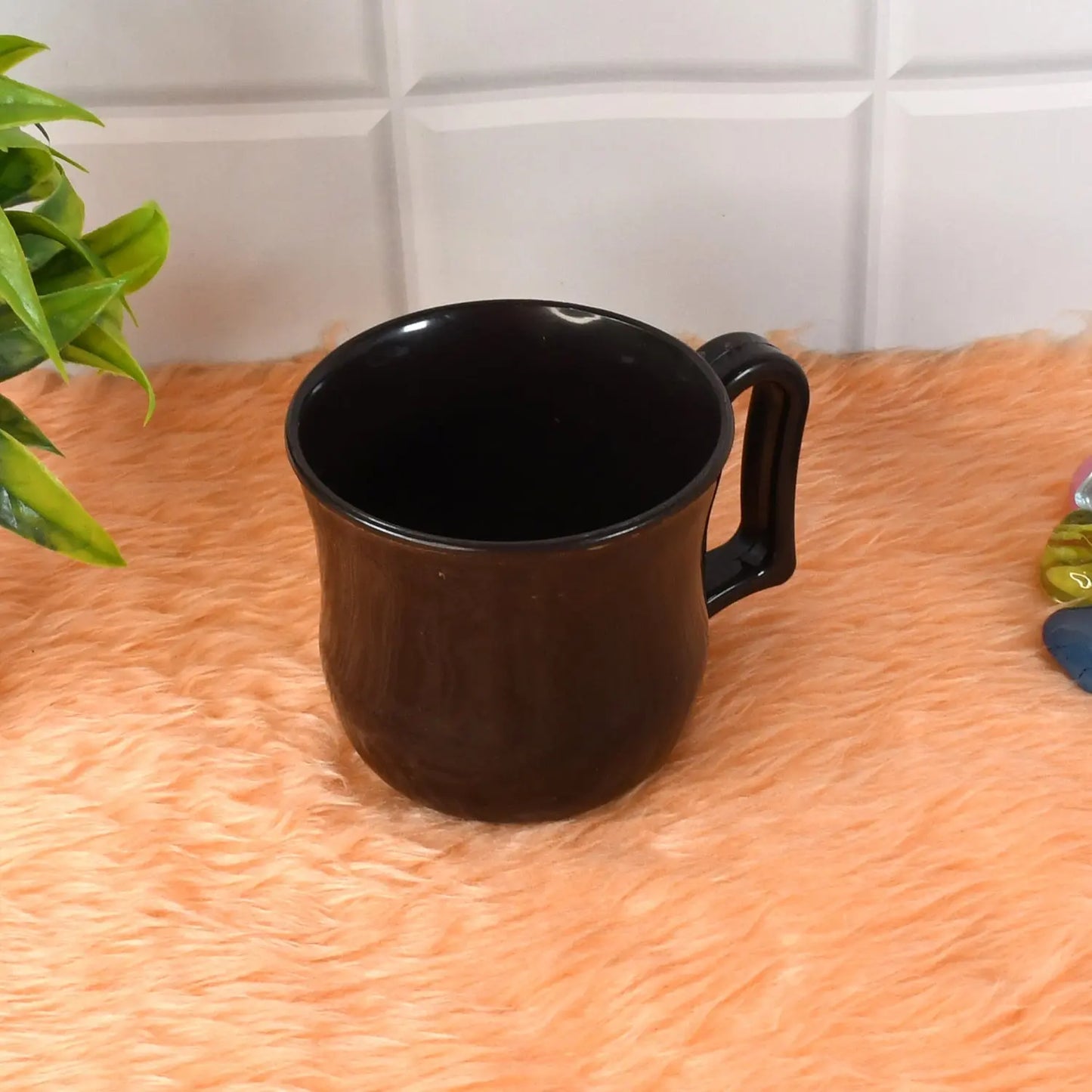 ☕ Premium Plastic Coffee/Tea Mug with Handle – Black (1 Pc, with Color Box) - Chestore