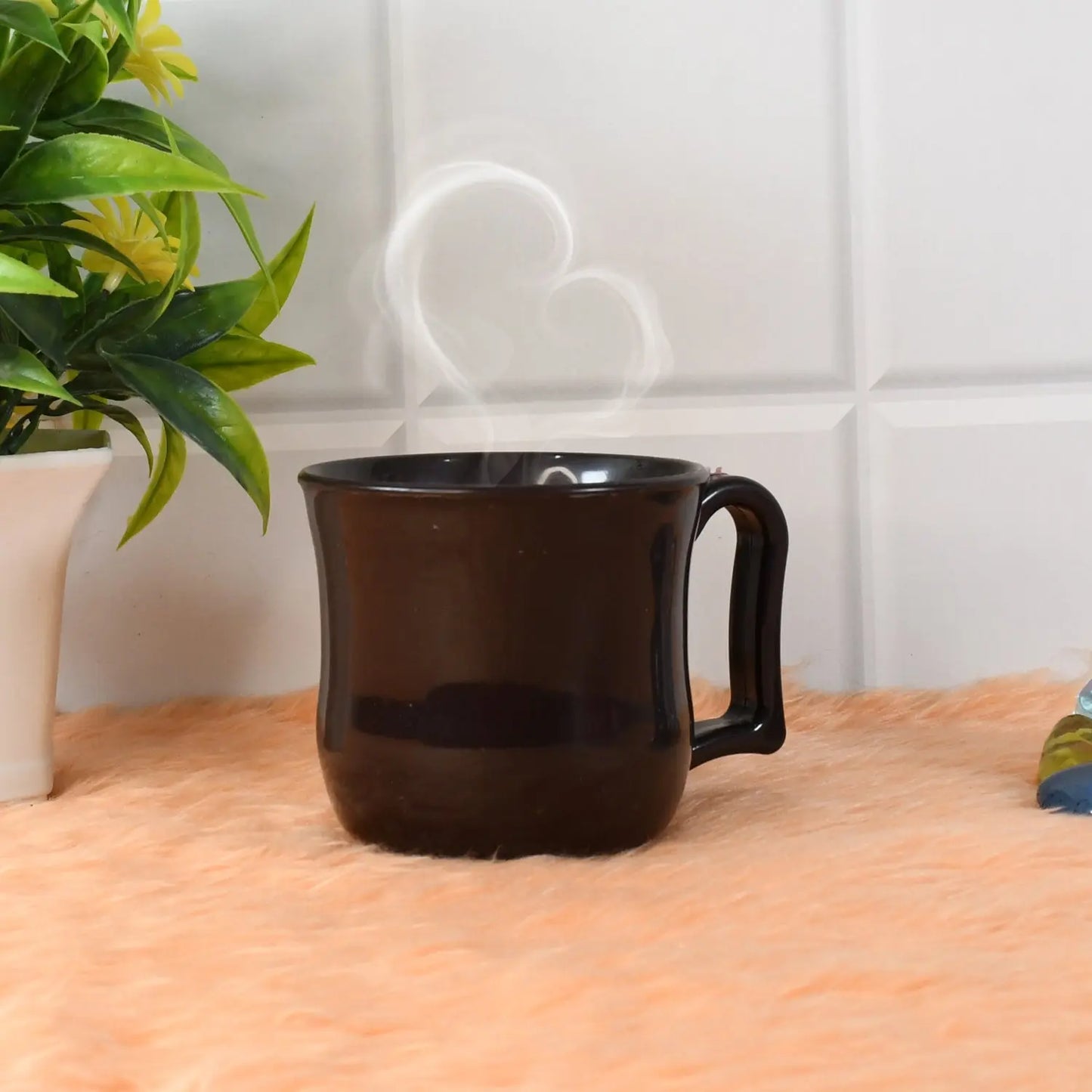 ☕ Premium Plastic Coffee/Tea Mug with Handle – Black (1 Pc, with Color Box) - Chestore
