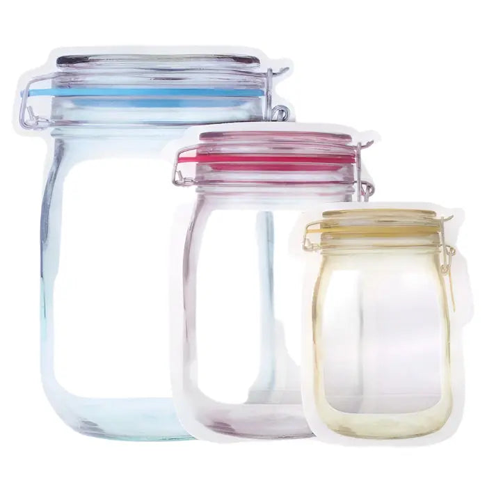 Plastic Transparent Jar - Shaped Stand - Up Pouch with Zipper | Reusable Storage Pouch - Chestore