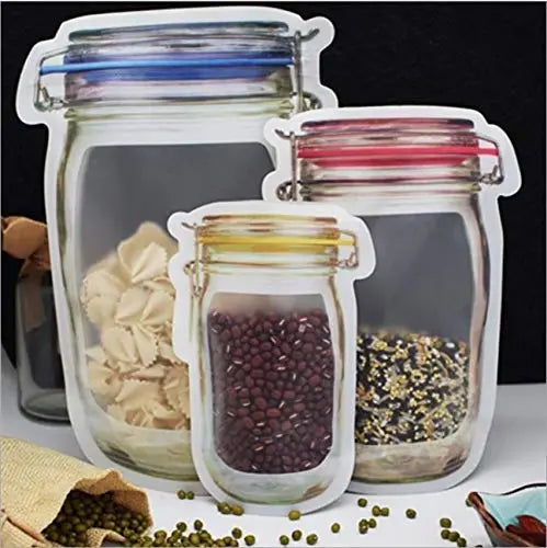 Plastic Transparent Jar - Shaped Stand - Up Pouch with Zipper | Reusable Storage Pouch - Chestore
