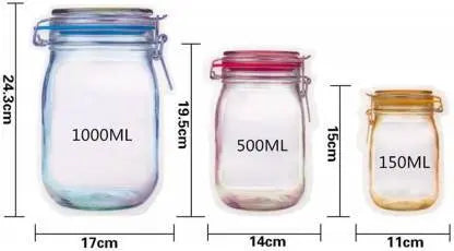 Plastic Transparent Jar - Shaped Stand - Up Pouch with Zipper | Reusable Storage Pouch - Chestore