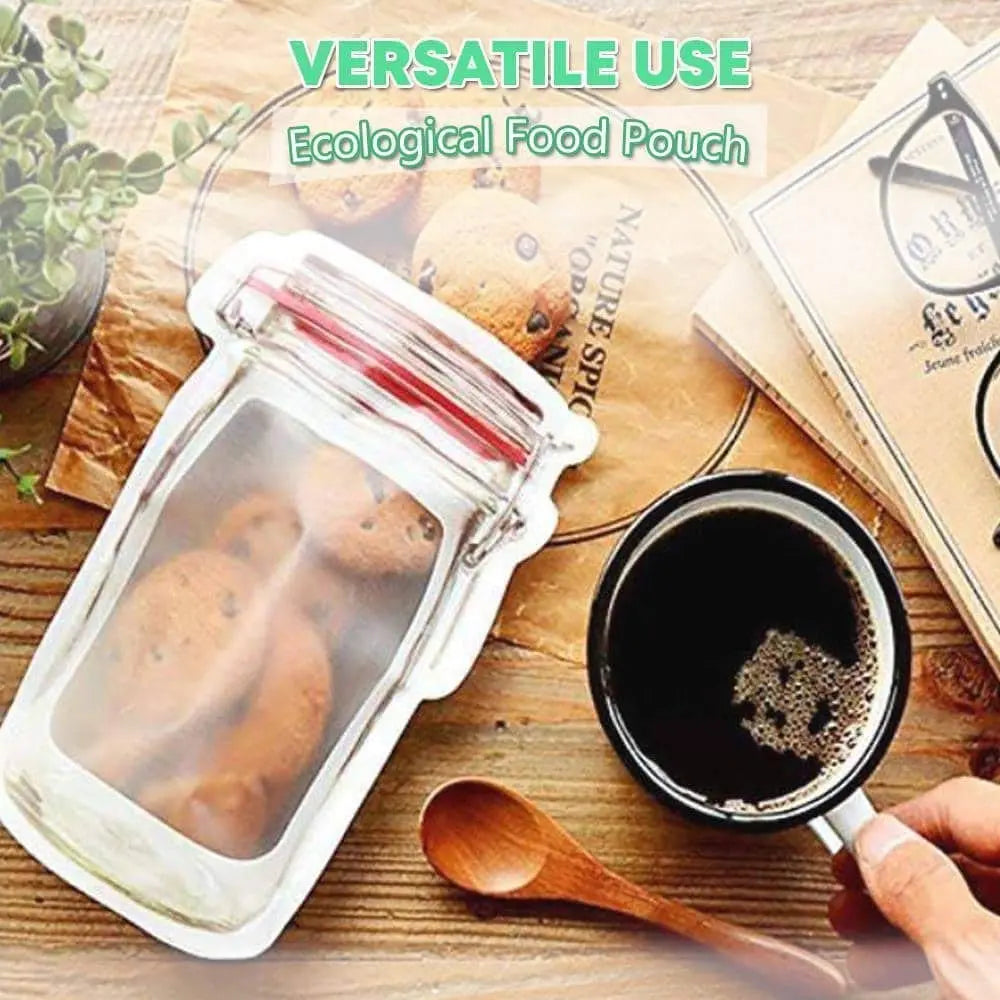 Plastic Transparent Jar - Shaped Stand - Up Pouch with Zipper | Reusable Storage Pouch - Chestore