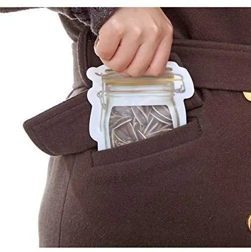 Plastic Transparent Jar - Shaped Stand - Up Pouch with Zipper | Reusable Storage Pouch - Chestore