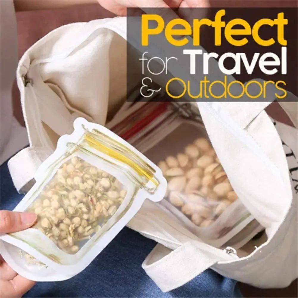 Plastic Transparent Jar - Shaped Stand - Up Pouch with Zipper | Reusable Storage Pouch - Chestore