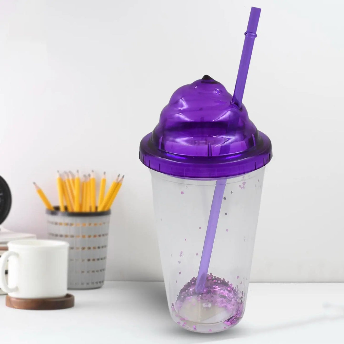 High - Quality Plastic Cold Drink Cup Tumbler with Lid & Straw – Reusable 16oz Tea & Coffee Travel Cup - Chestore