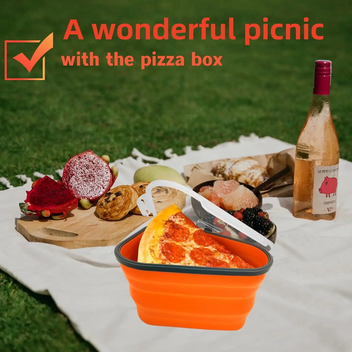 Reusable Pizza Storage Containers with 5 Microwavable Serving Trays | Expandable & Adjustable Silicone Pizza Packing Container - Chestore