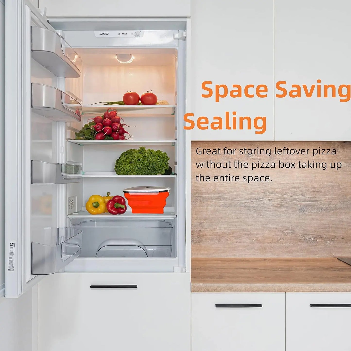 Reusable Pizza Storage Containers with 5 Microwavable Serving Trays | Expandable & Adjustable Silicone Pizza Packing Container - Chestore