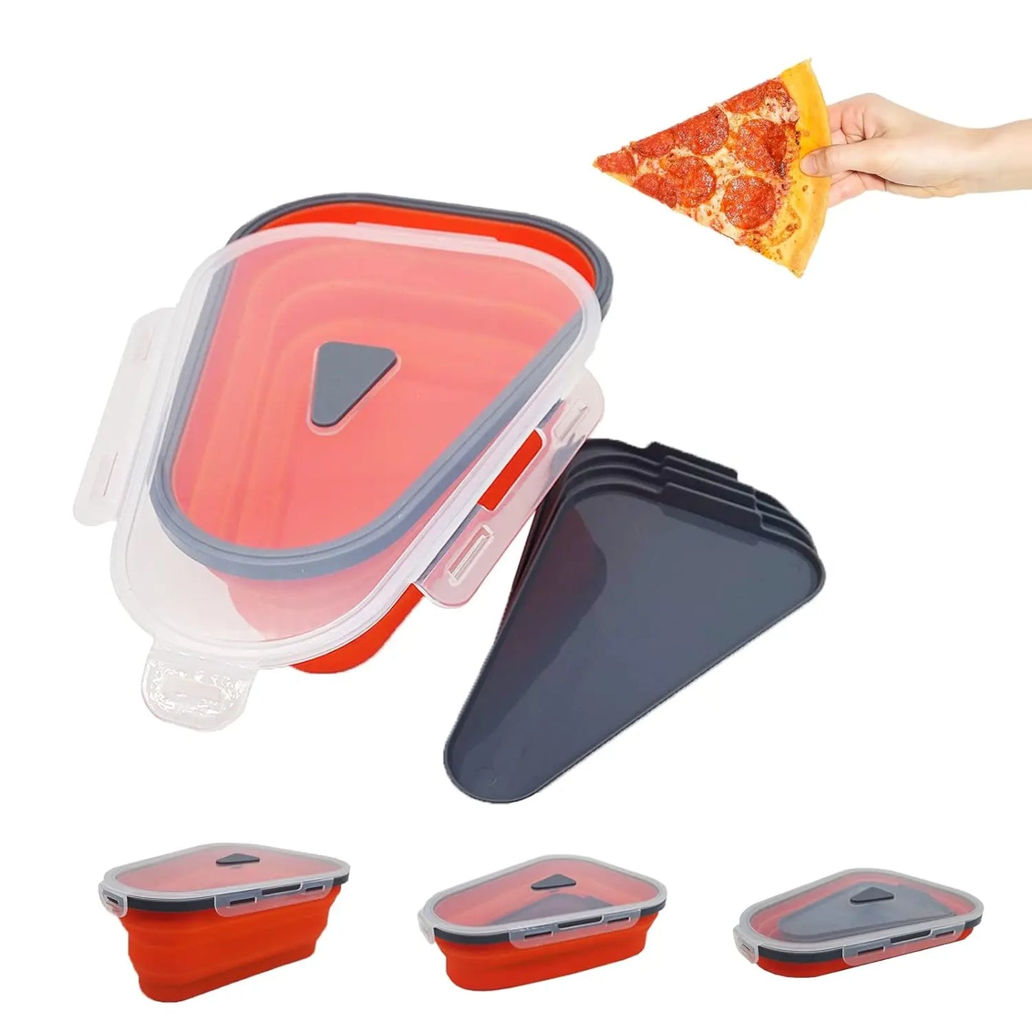 Reusable Pizza Storage Containers with 5 Microwavable Serving Trays | Expandable & Adjustable Silicone Pizza Packing Container - Chestore