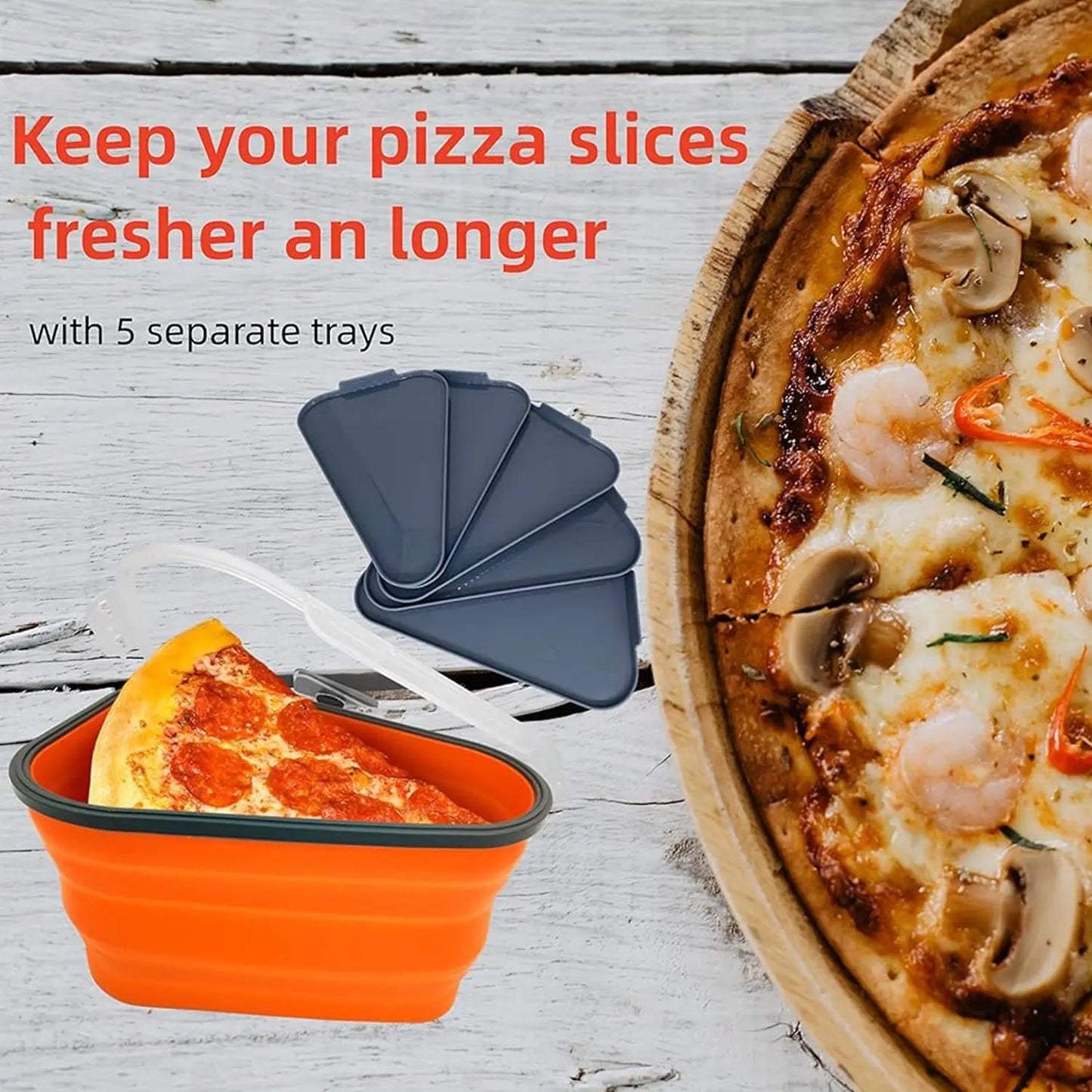 Reusable Pizza Storage Containers with 5 Microwavable Serving Trays | Expandable & Adjustable Silicone Pizza Packing Container - Chestore