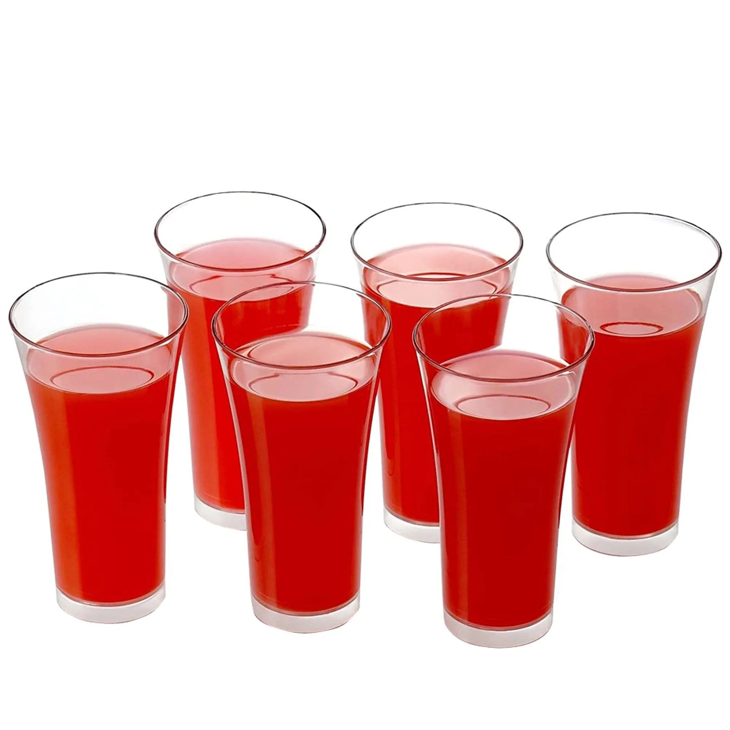 Stylish Transparent Juice Glasses Set | 300ml Plastic Glasses (6 Pcs) - Chestore