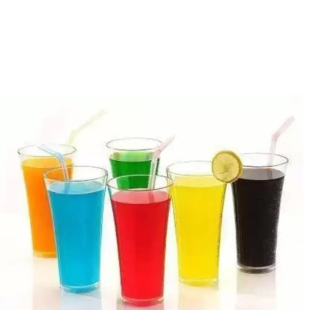 Stylish Transparent Juice Glasses Set | 300ml Plastic Glasses (6 Pcs) - Chestore