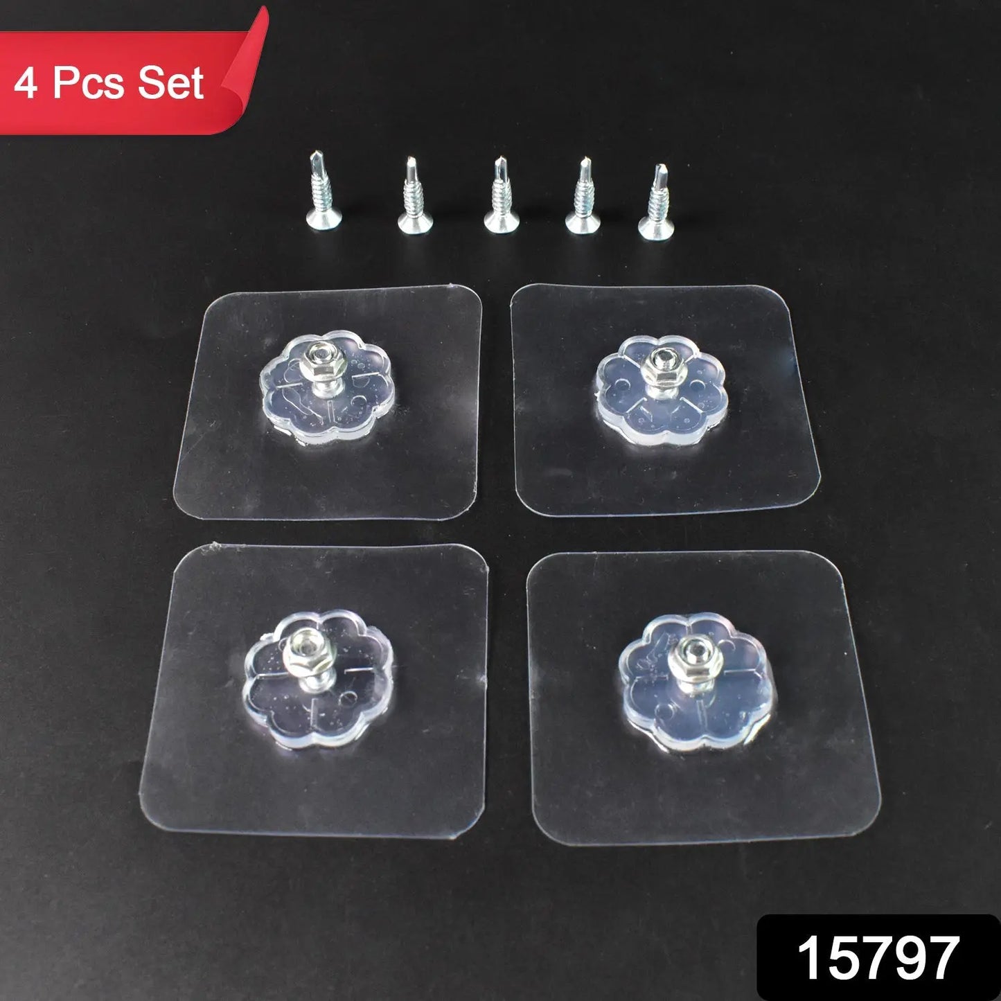 🔩 Self - Adhesive Hooks – Sticker Screw, Nut & Bolt Style (4 Pcs Set) - Chestore