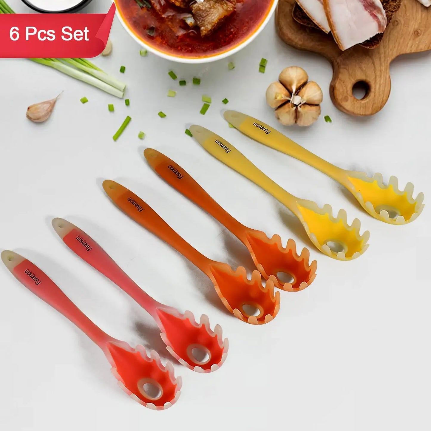 Multipurpose Silicone Basting Spoon – Heat - Resistant & Non - Stick (6 Pcs) - Chestore