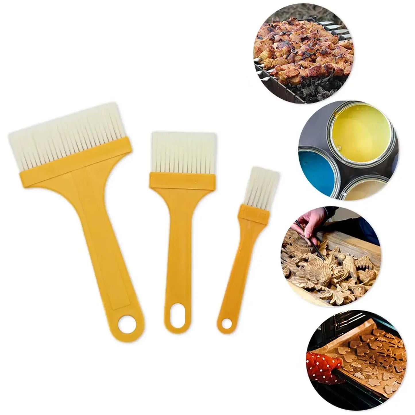 🍗 Multifunction Basting & Pastry Brush Set – 3 Pcs - Chestore