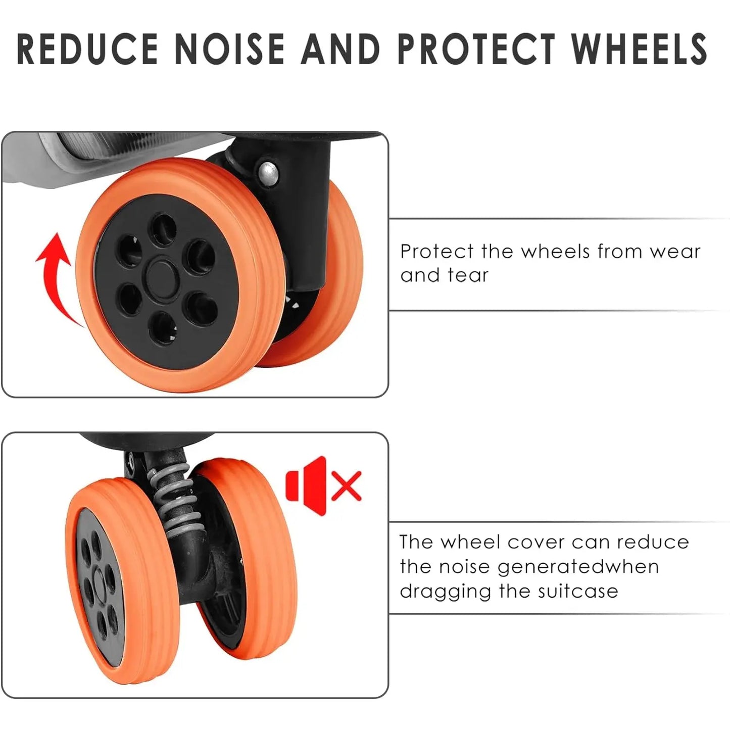 Silicone Luggage Wheel Covers – 8 Pcs (4 Set) | Protect Suitcase Wheels & Reduce Noise While Traveling - Chestore