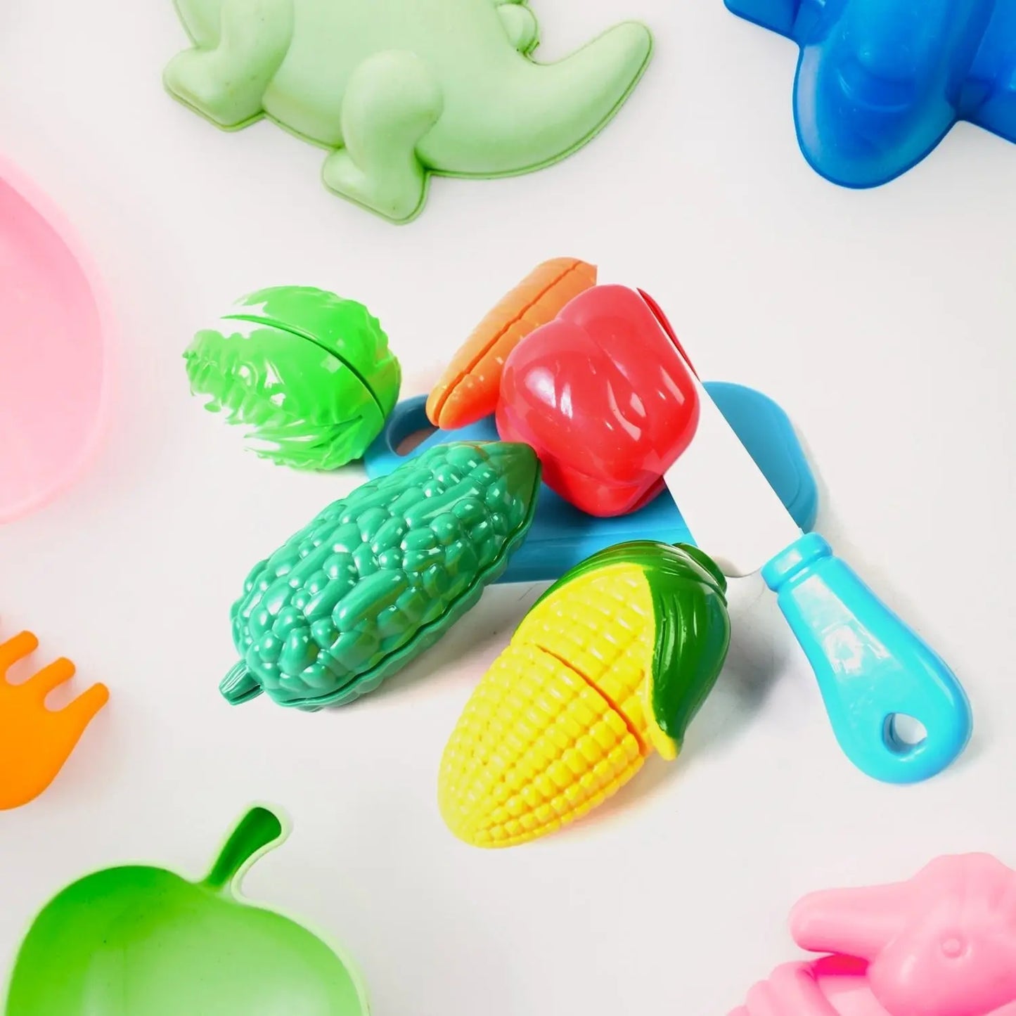 Realistic Slice - able Fruits And Vegetables Cut In 2 Part Play Toy Set - Chestore