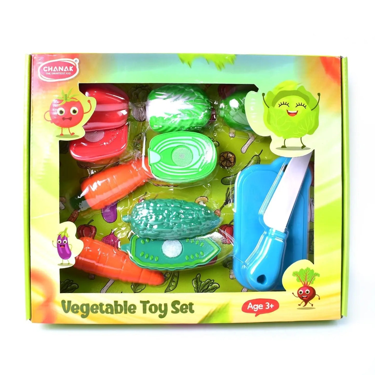 Realistic Slice - able Fruits And Vegetables Cut In 2 Part Play Toy Set - Chestore