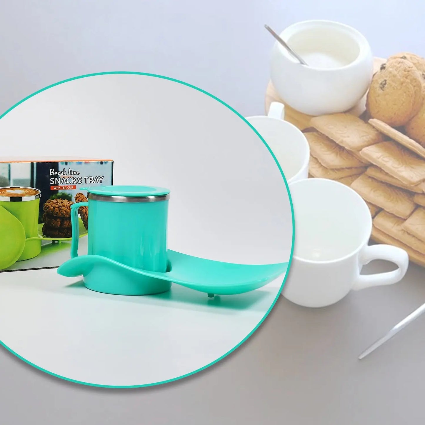 Snack Tray with 350ml Steel Cup – Perfect for Kids & Home Use - Chestore