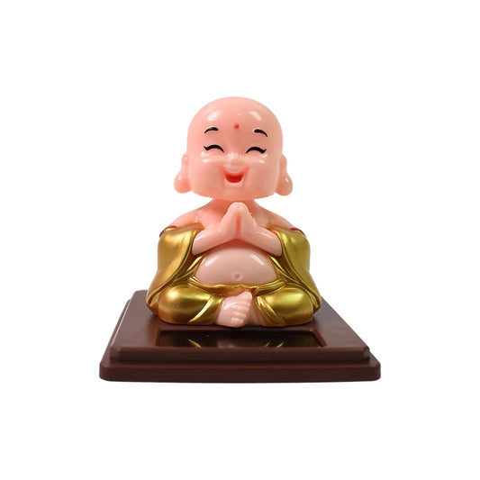 Solar Power Moving Head Buddha Statue Car Ornament (1 Pc Mix Color) - Chestore