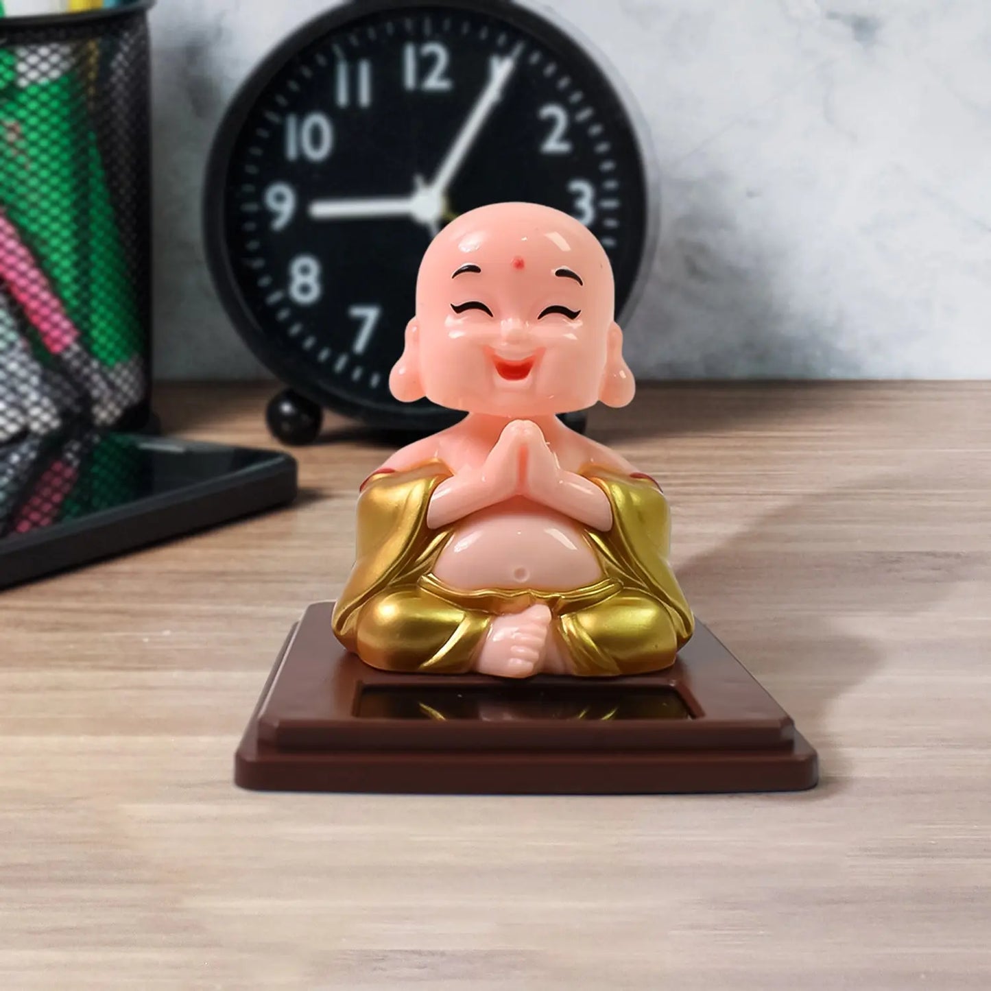 Solar Power Moving Head Buddha Statue Car Ornament (1 Pc Mix Color) - Chestore