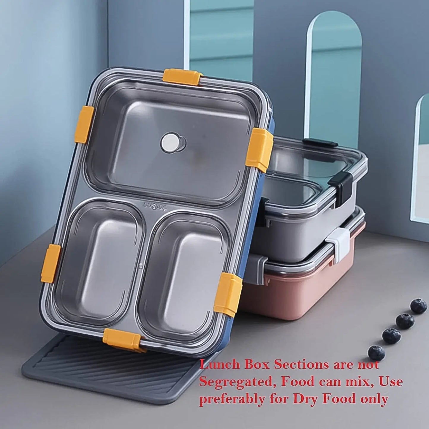 3 - Compartment Stainless Steel Lunch Box – Leakproof Bento with Spoon & Chopsticks - Chestore