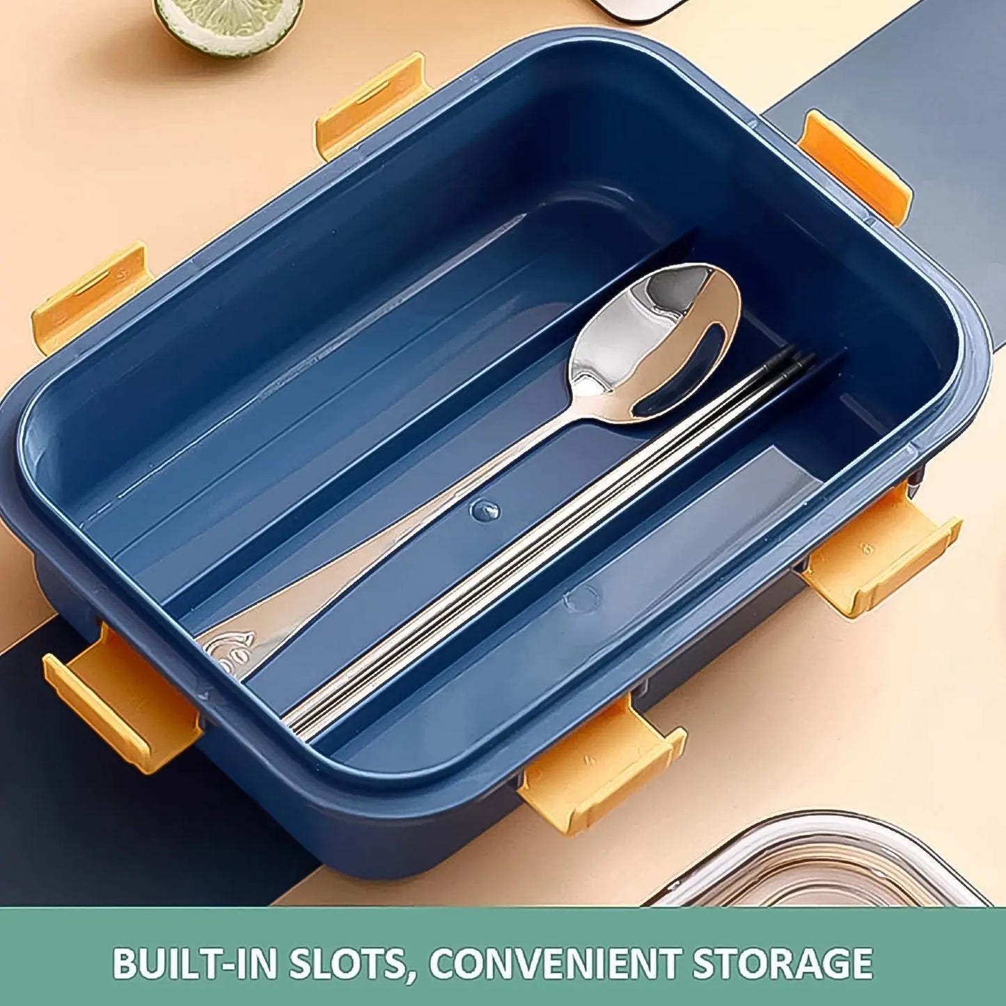 3 - Compartment Stainless Steel Lunch Box – Leakproof Bento with Spoon & Chopsticks - Chestore