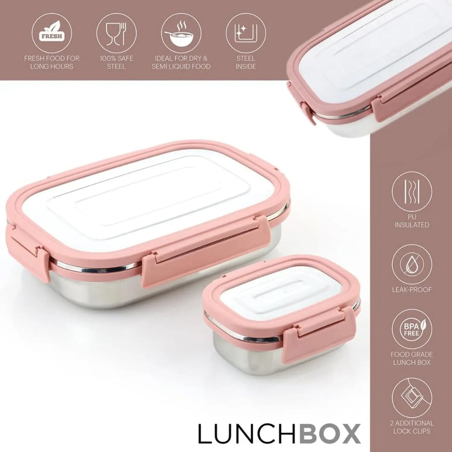 Premium Stainless Steel Leak - Proof Airtight Lunch Box Set – 900ml & 200ml (2 Pcs) - Chestore