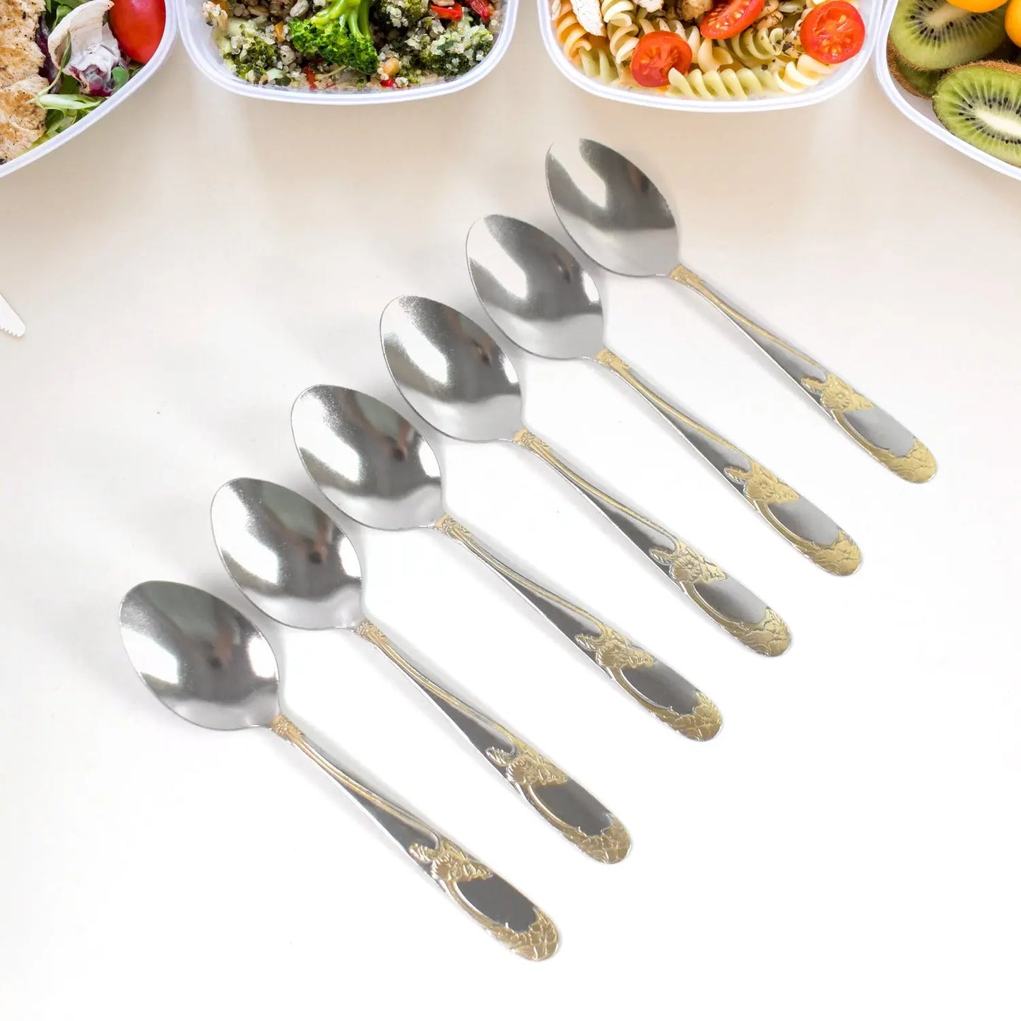 Stainless Steel Baby Spoon Set – 6 - Piece Table Spoon Set for Kids & Toddlers - Chestore