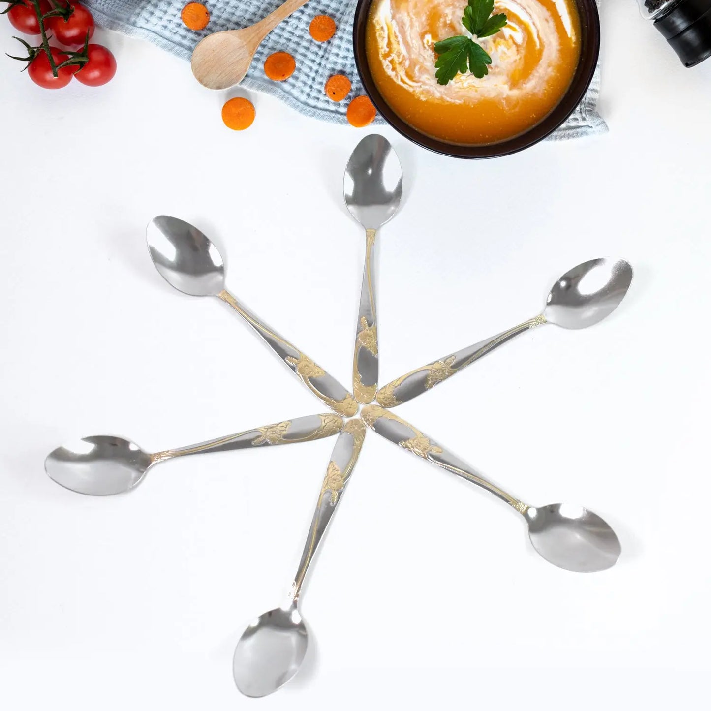 Stainless Steel Baby Spoon Set – 6 - Piece Table Spoon Set for Kids & Toddlers - Chestore