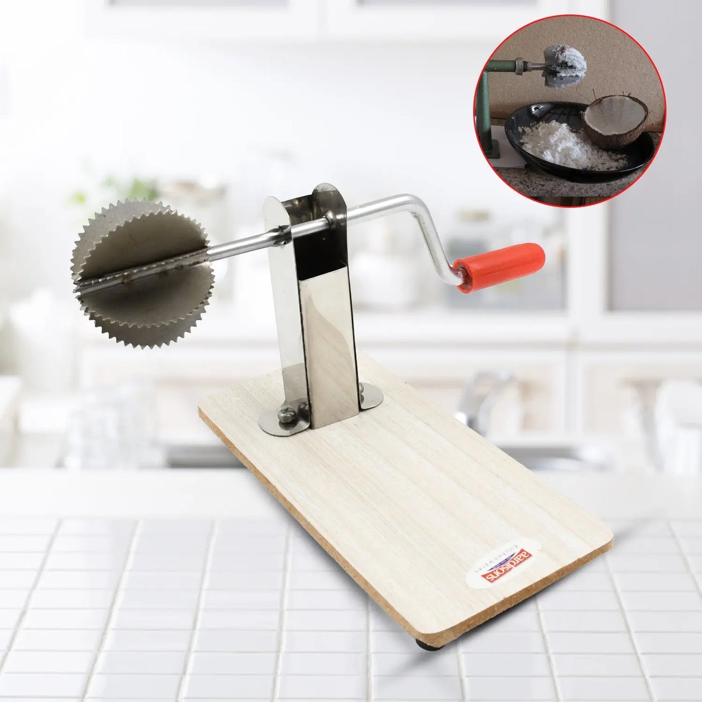 Stainless Steel Coconut Scraper with Wooden Base – Easy & Efficient - Chestore