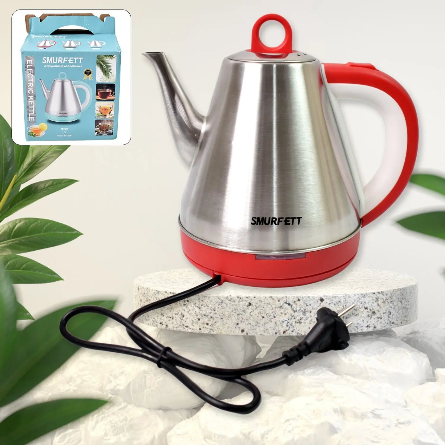 🔌 Stainless Steel Large Capacity Electric Kettle – 1.5 Ltr, 1500W - Chestore