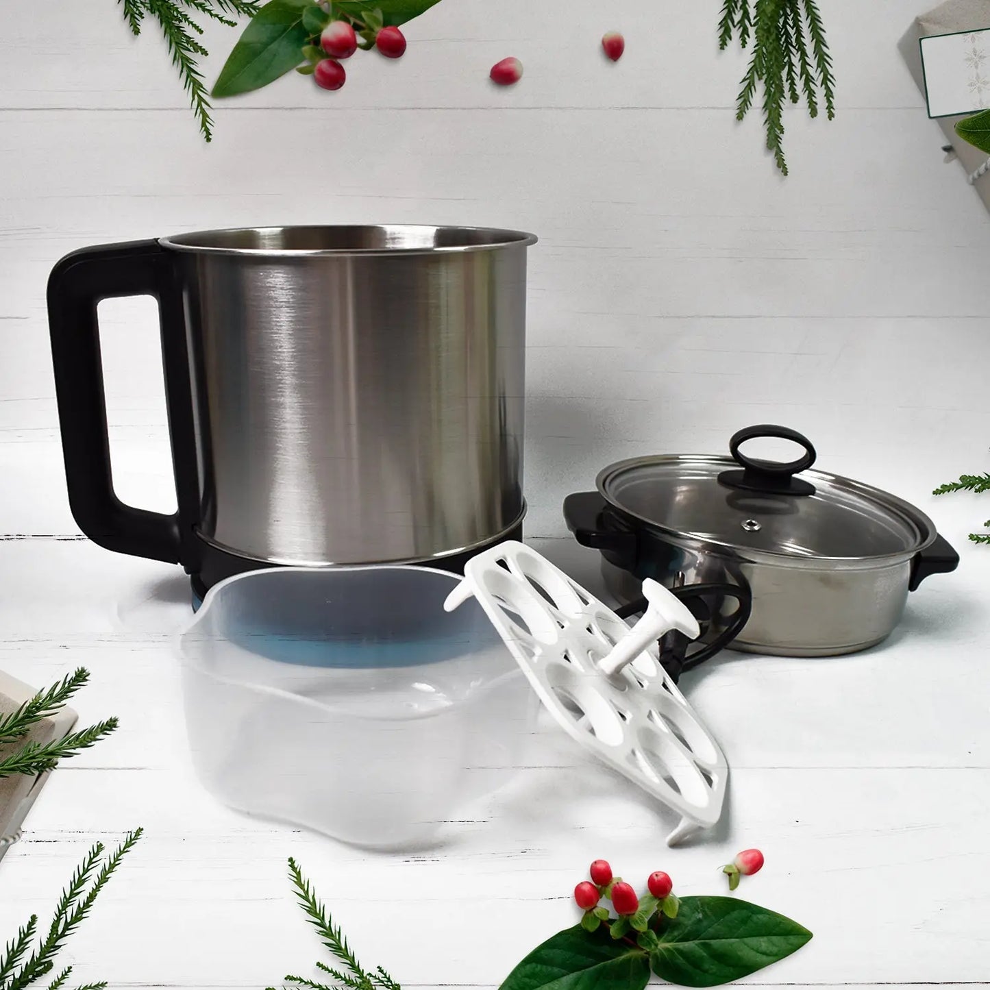🍲 Stainless Steel Electric Soup Pot with Lid – Multi - Cooker Kettle (800W, 2.5L) - Chestore