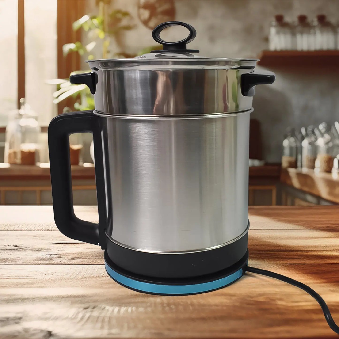 🍲 Stainless Steel Electric Soup Pot with Lid – Multi - Cooker Kettle (800W, 2.5L) - Chestore