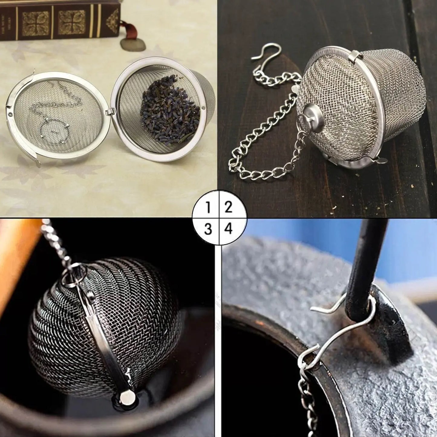 Stainless Steel Spice & Tea Infuser Mesh Ball – Locking Filter - Chestore