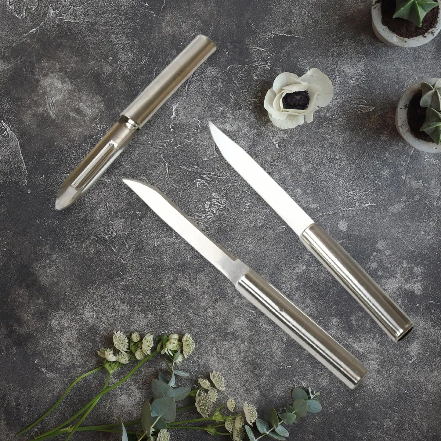 Stainless Steel Multipurpose Cutting Knives – 3 Pack, Non - Slip Handle - Chestore