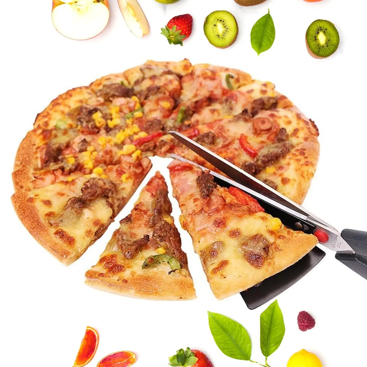 Stainless Steel Pizza Cutter Scissors with Removable Spatula – Easy & Mess - Free Slicing - Chestore
