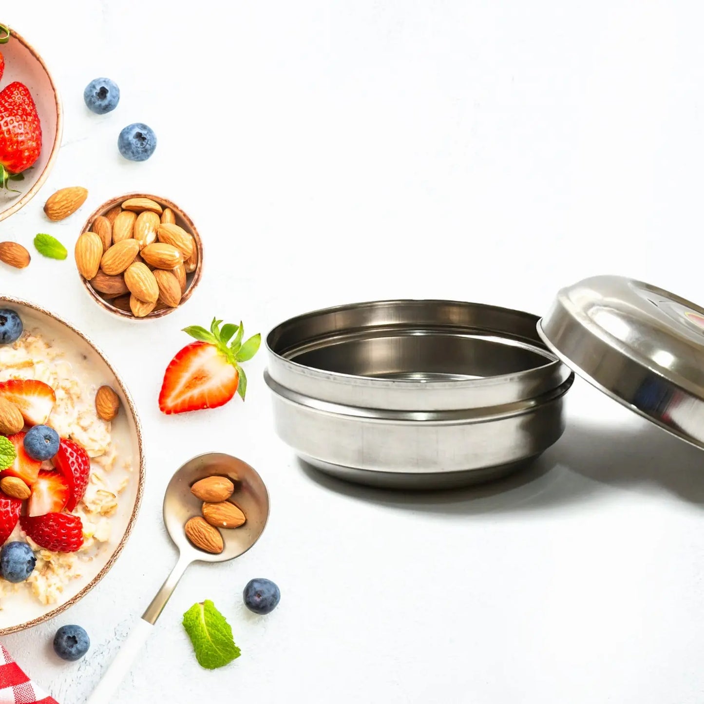 Stainless Steel Round Tiffin Box – Multi - Purpose Lunch Box for Kids & Adults 🎒🍱✨ - Chestore