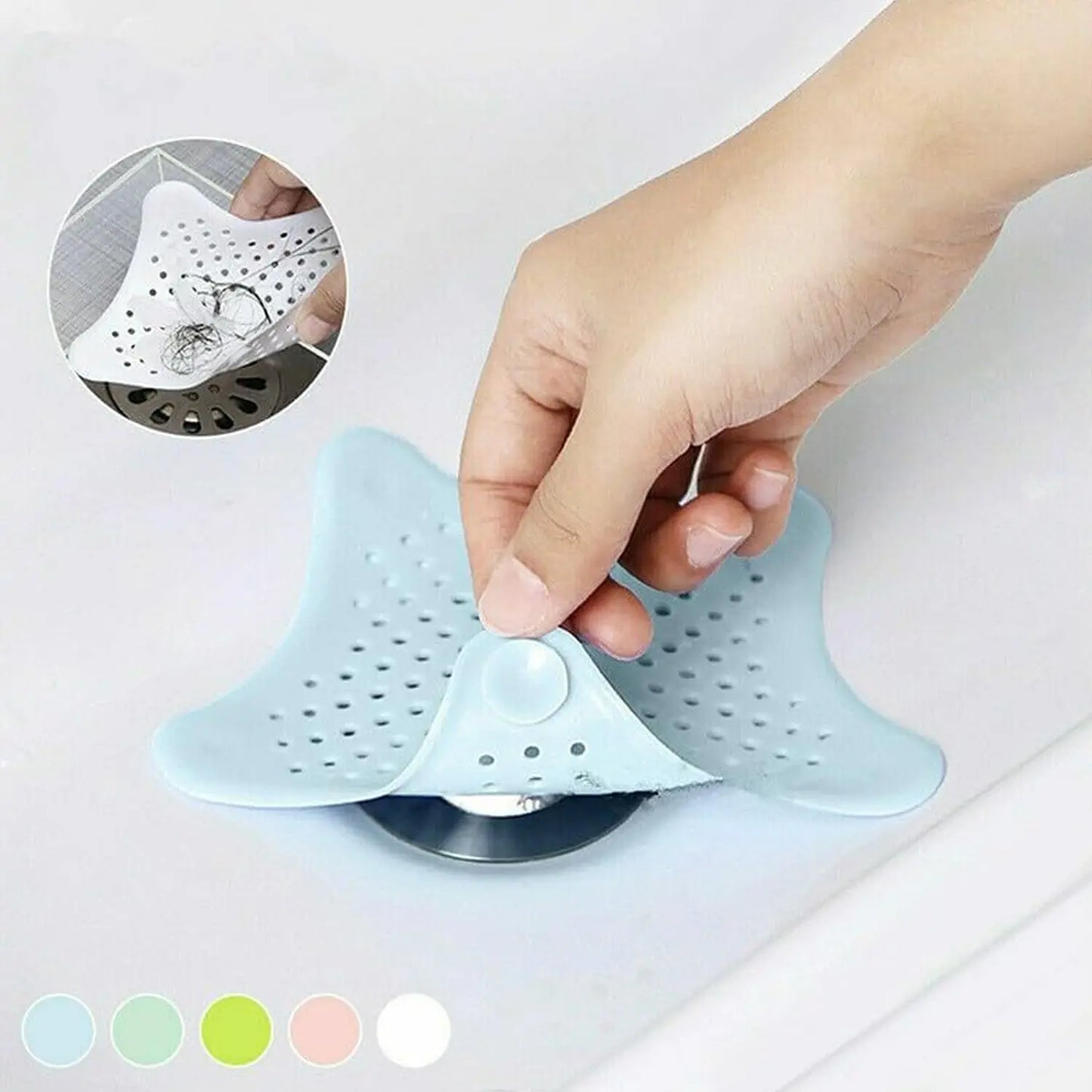 Star - Shaped Suction Cup Sink Drain Strainer | Hair Stopper & Filter for Kitchen & Bathroom (1 PC) - Chestore