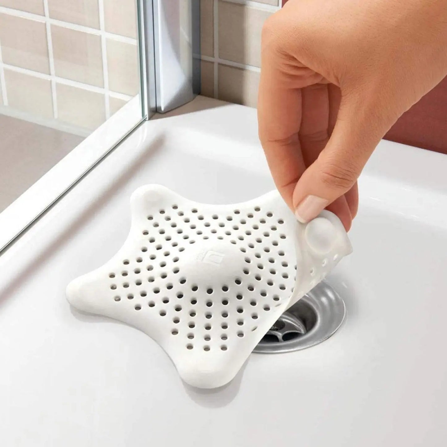 Star - Shaped Suction Cup Sink Drain Strainer | Hair Stopper & Filter for Kitchen & Bathroom (1 PC) - Chestore
