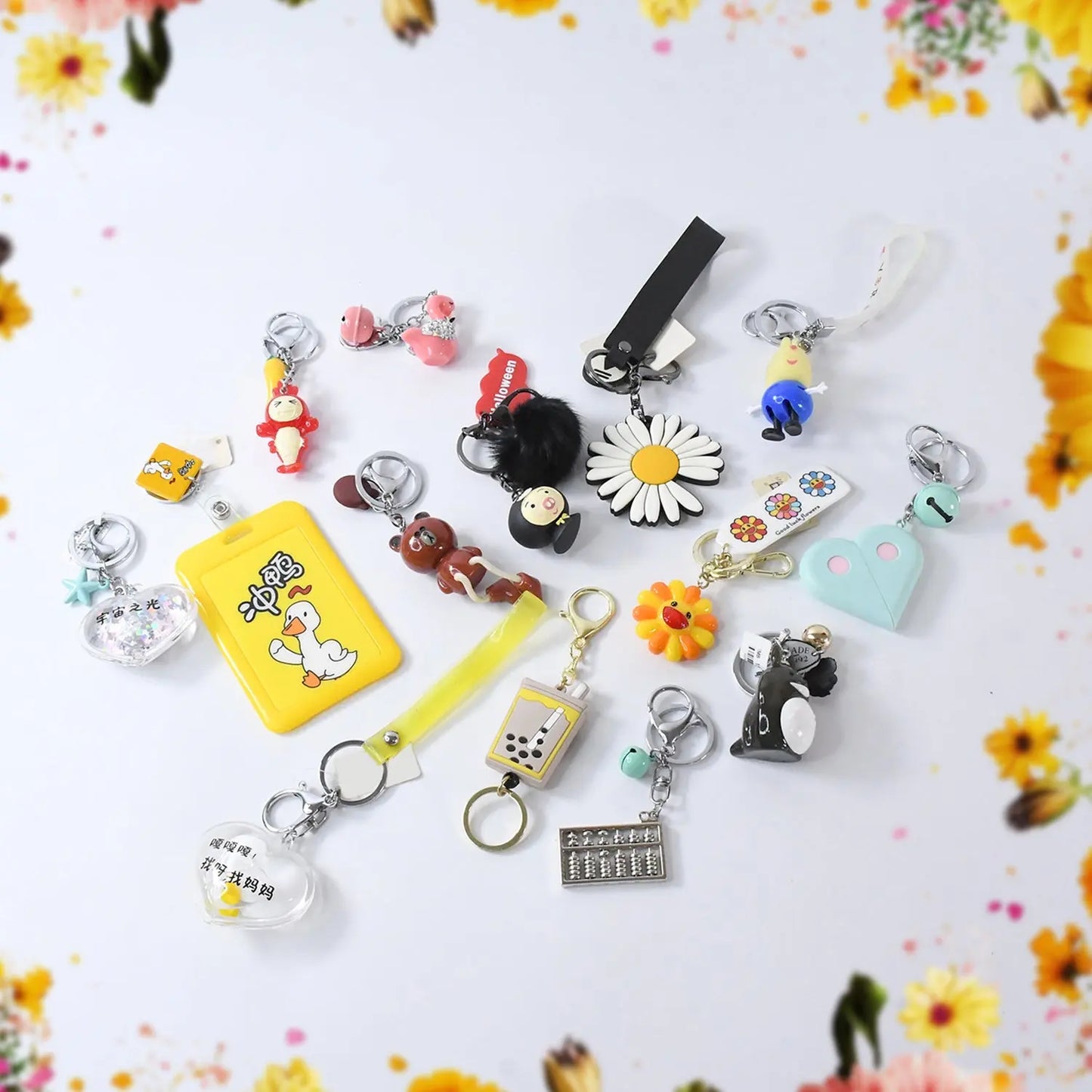Trendy Mix Design Keychain | Stylish & Durable Key Holder – 1 Pc (Random Color) - Chestore